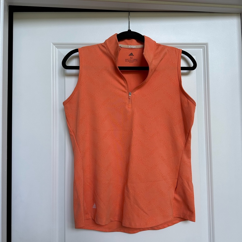Adidas Orange Fitted Polo Tank Top